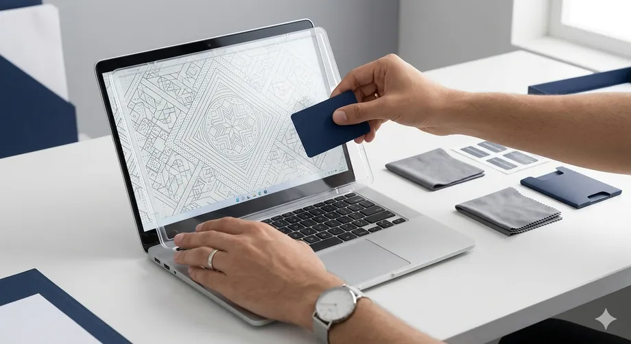 Applying a precision-cut screen guard to a laptop display